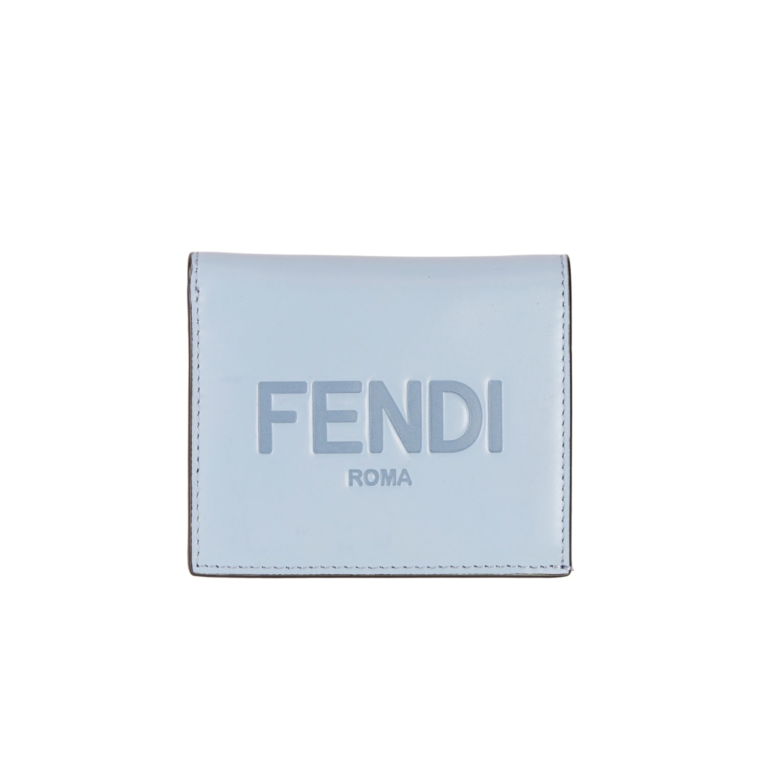 Fendi Logo Leather Compact Wallet Blue