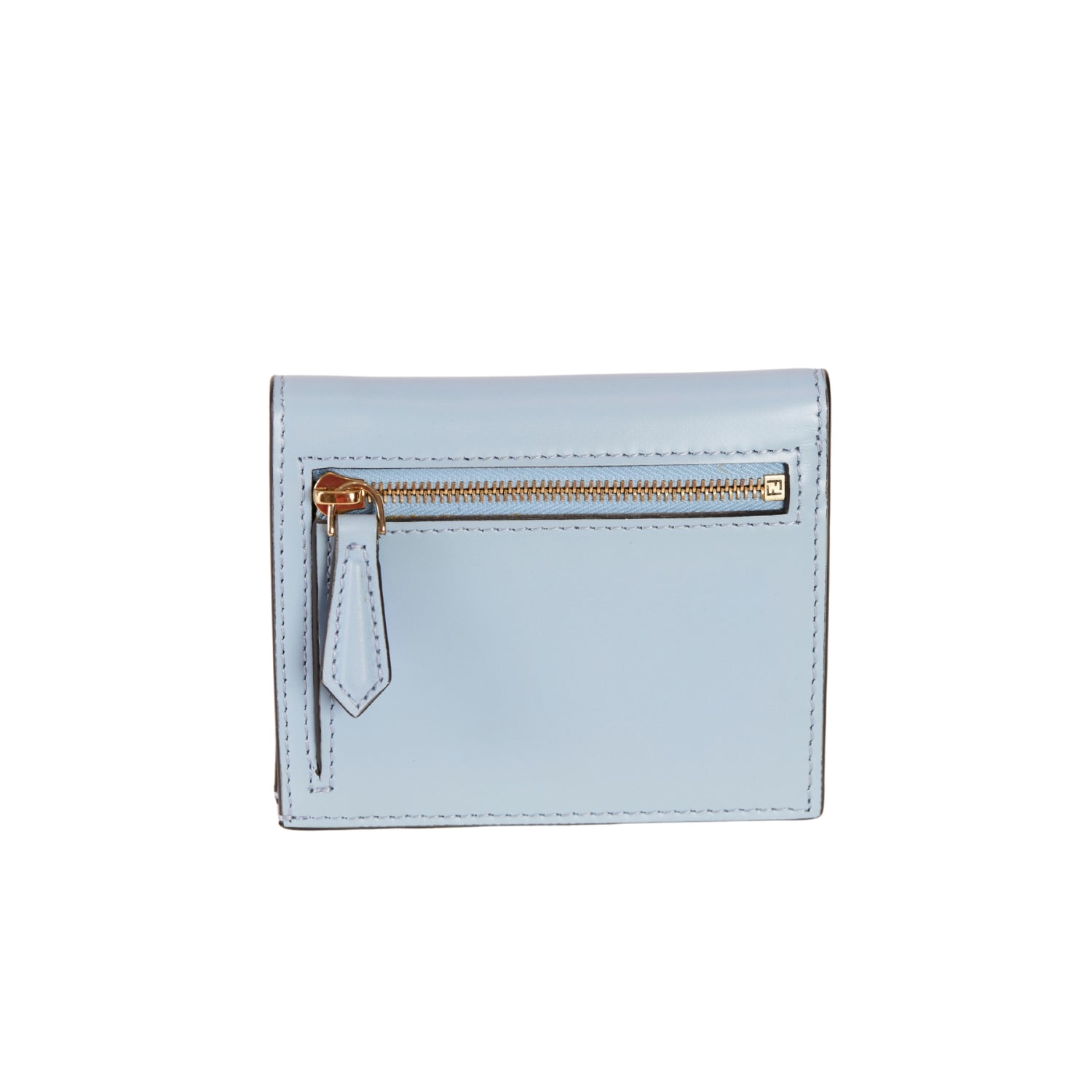 Fendi Logo Leather Compact Wallet Blue