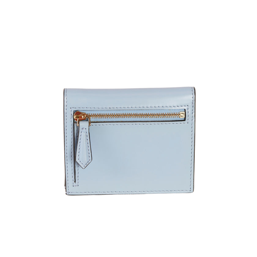 Fendi Logo Leather Compact Wallet Blue