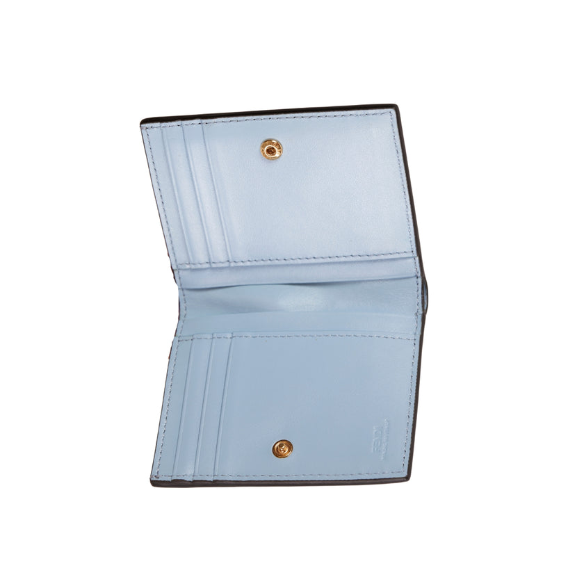 Fendi Logo Leather Compact Wallet Blue