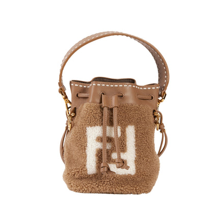 Fendi Mon Tresor Bucket Bag Tan Shearling