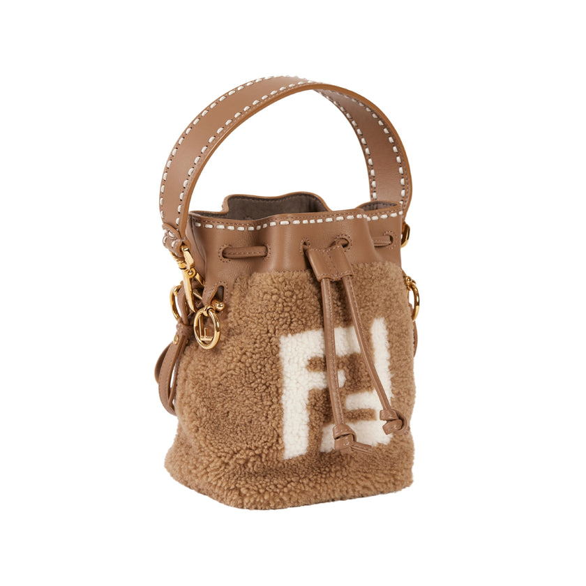 Fendi Mon Tresor Bucket Bag Tan Shearling