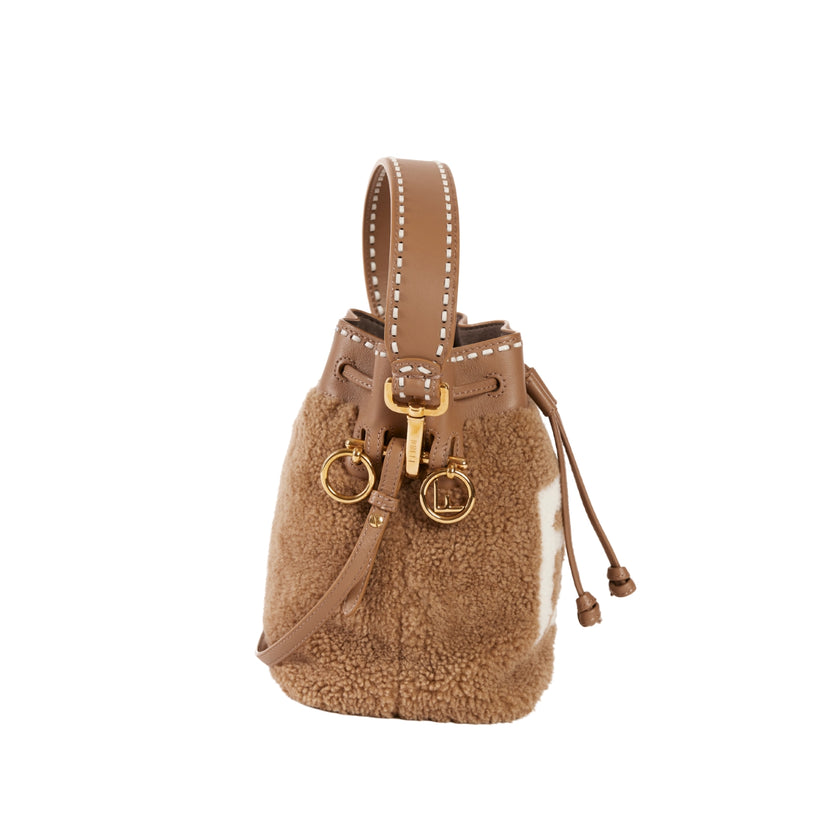 Fendi Mon Tresor Bucket Bag Tan Shearling