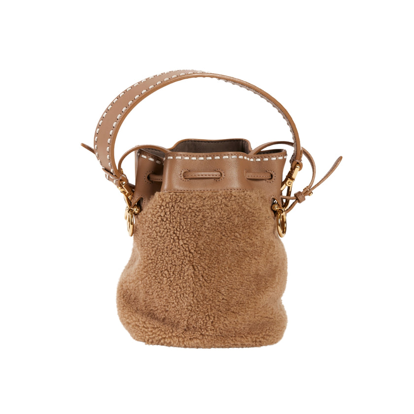 Fendi Mon Tresor Bucket Bag Tan Shearling