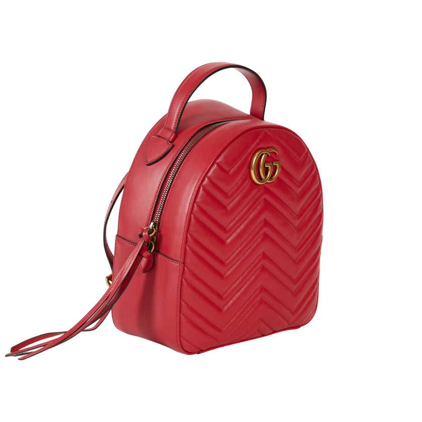 Gucci GG Marmont Leather Backpack Red