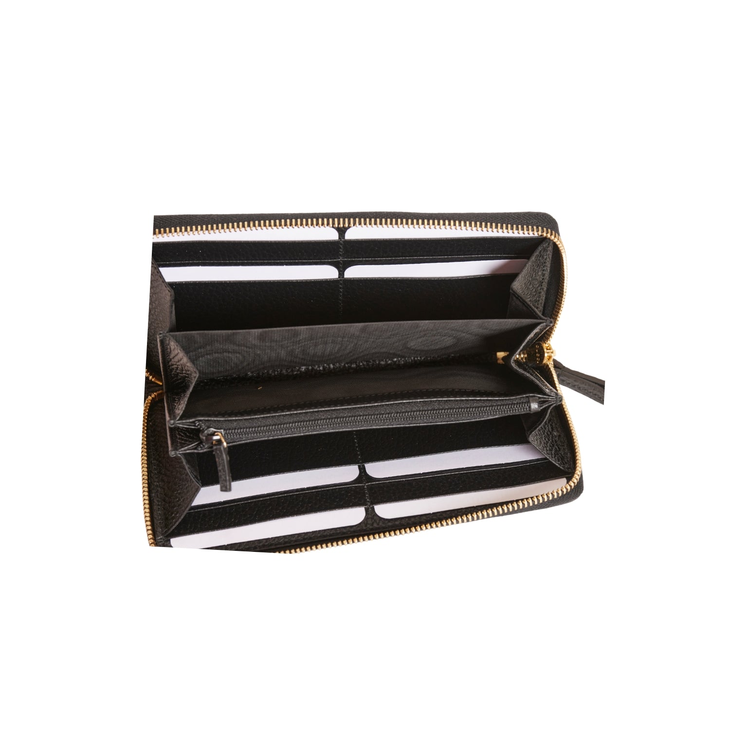 Gucci Marmont Bi Color Zip Around Wallet Beige and Black Leather