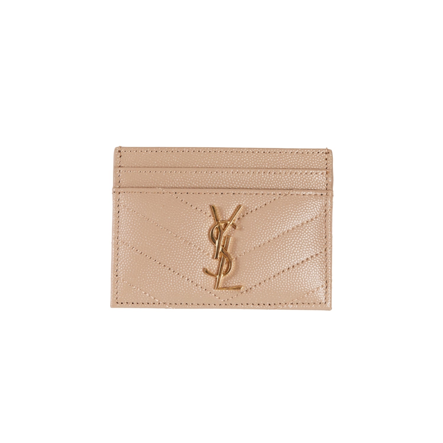 YSL Cassandre Card Case Beige