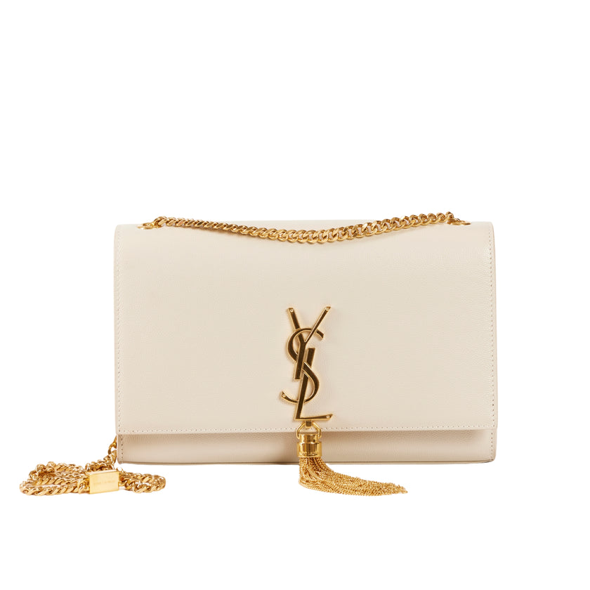 YSL Kate Tassel Medium Vintage Blanc