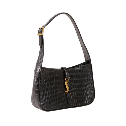 YSL Le 5 a 7 Black Croc