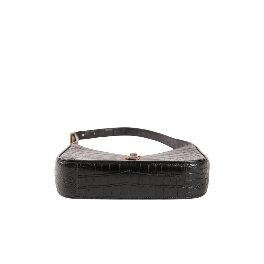 YSL Le 5 a 7 Black Croc