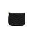 YSL Line V Stitch Leather Compact Wallet Black