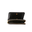 YSL Line V Stitch Leather Compact Wallet Black