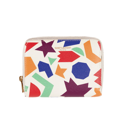 YSL Multi Color Leather Zip Around Wallet