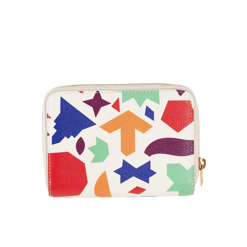 YSL Multi Color Leather Zip Around Wallet