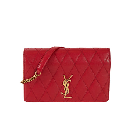 YSL Paris Angie Leather Chain Shoulder Bag Red