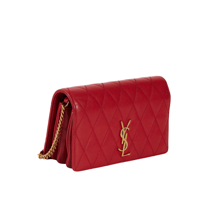 YSL Paris Angie Leather Chain Shoulder Bag Red