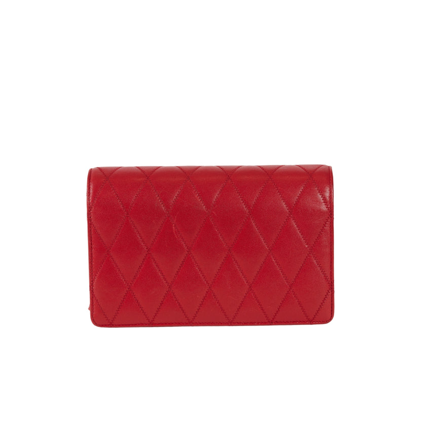 YSL Paris Angie Leather Chain Shoulder Bag Red