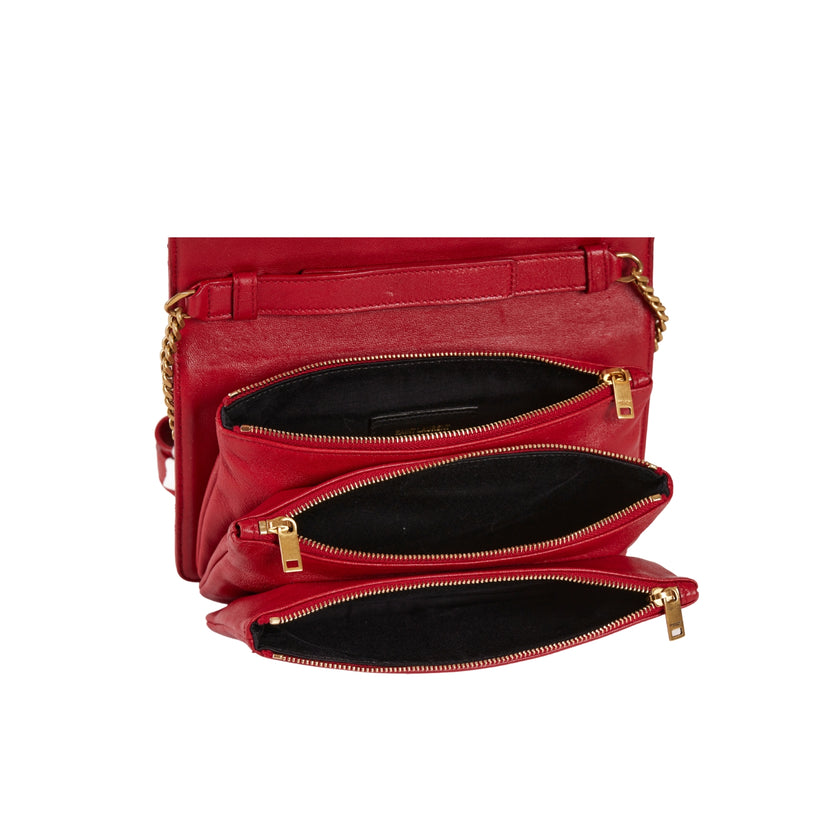 YSL Paris Angie Leather Chain Shoulder Bag Red