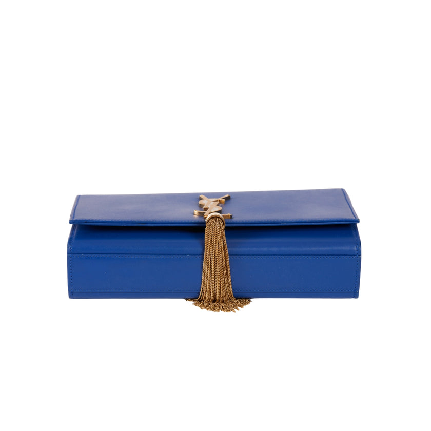 YSL Paris Classic Kate Leather Chain Shoulder Bag Blue