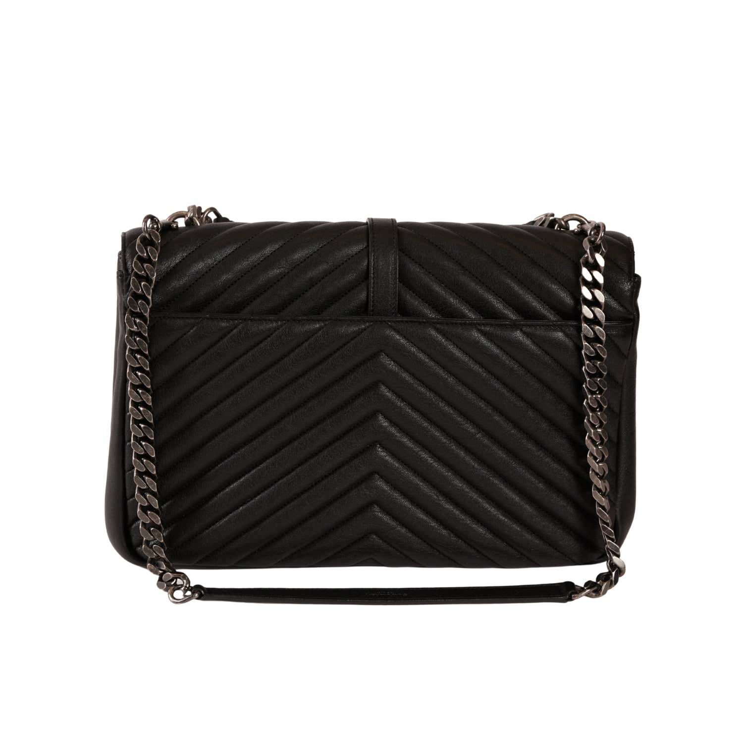 YSL Paris College Leather 2 Way Handbag Black