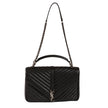 YSL Paris College Leather 2 Way Handbag Black