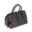 YSL Paris Downtown Cabas Leather + Suede 2 Way Handbag Gray with Strap