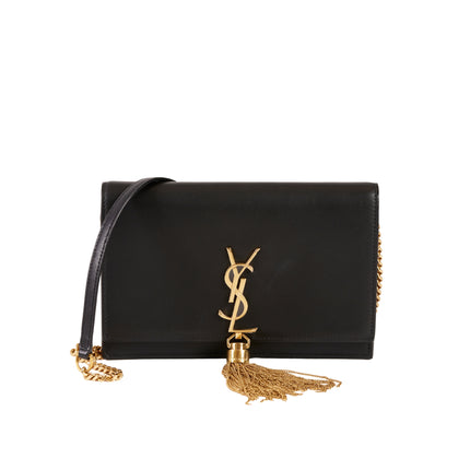 YSL Paris Kate Leather Chain Wallet Black