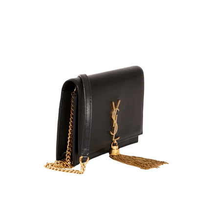 YSL Paris Kate Leather Chain Wallet Black