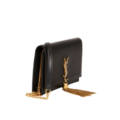 YSL Paris Kate Leather Chain Wallet Black