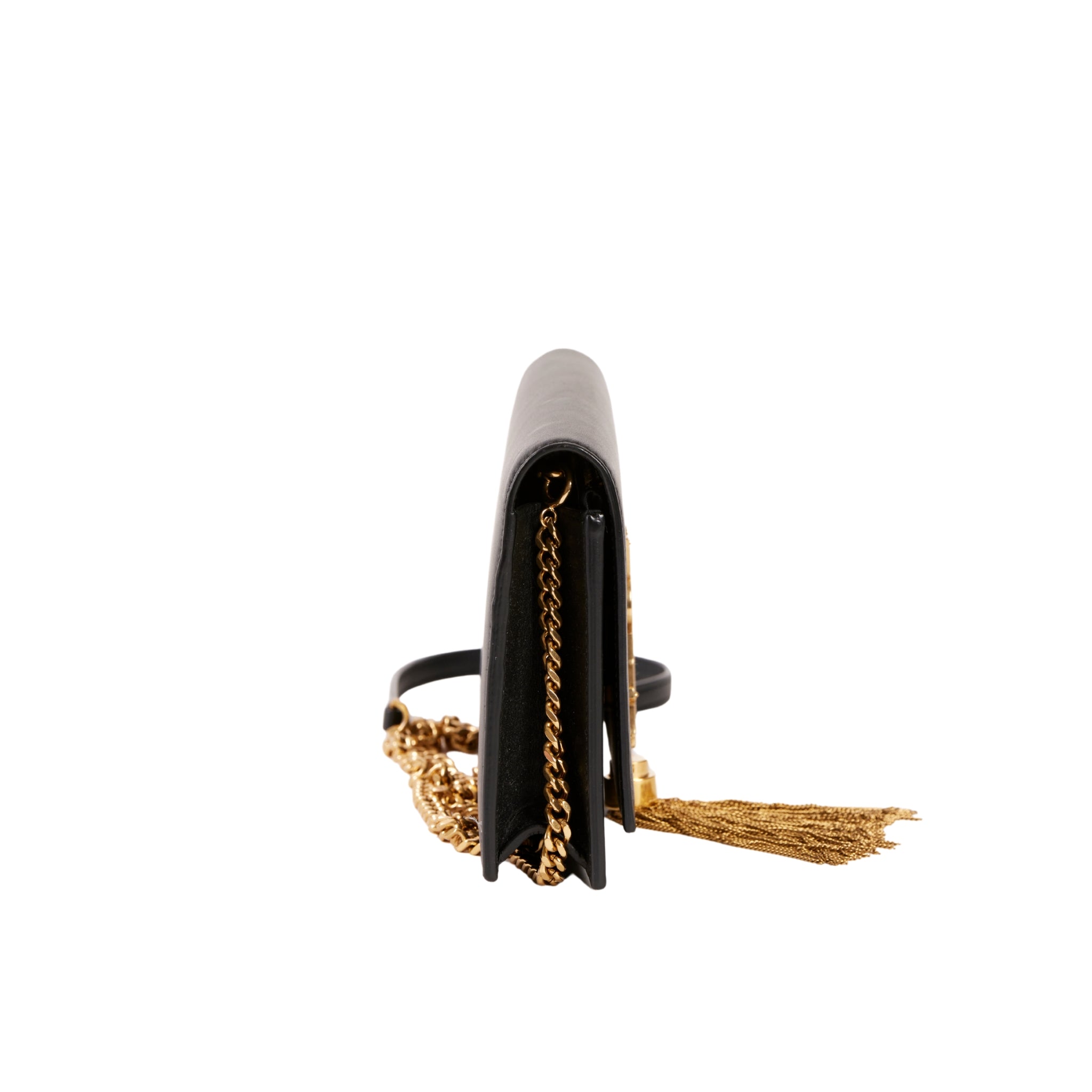 YSL Paris Kate Leather Chain Wallet Black