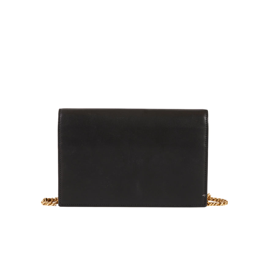 YSL Paris Kate Leather Chain Wallet Black