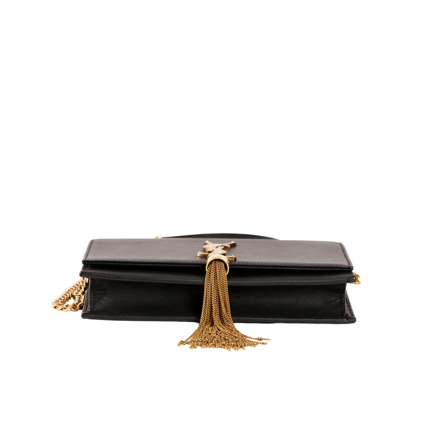 YSL Paris Kate Leather Chain Wallet Black