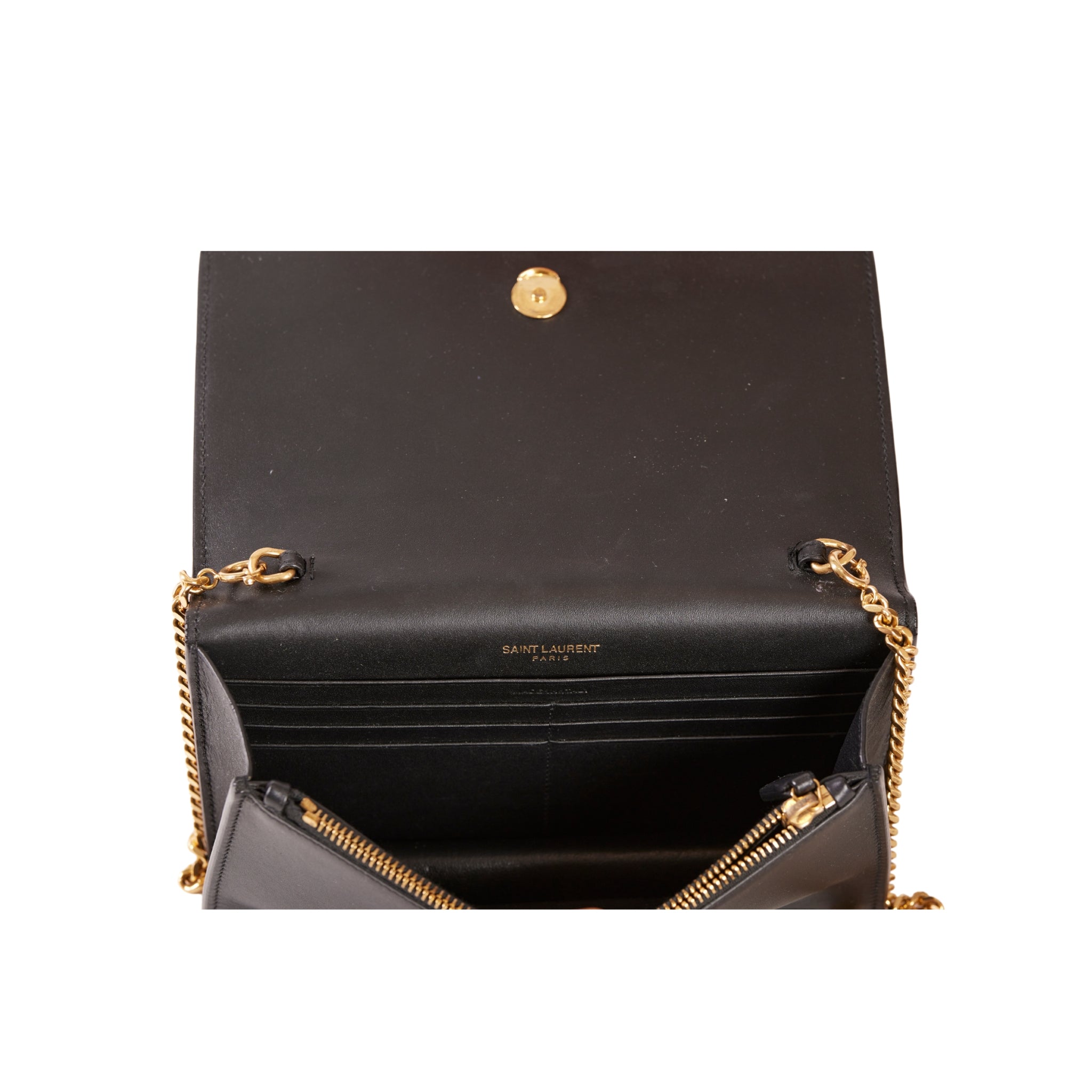 YSL Paris Kate Leather Chain Wallet Black