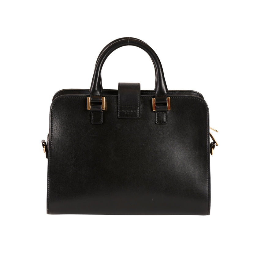 YSL Paris Navy Cabas Leather 2 Way Handbag Black