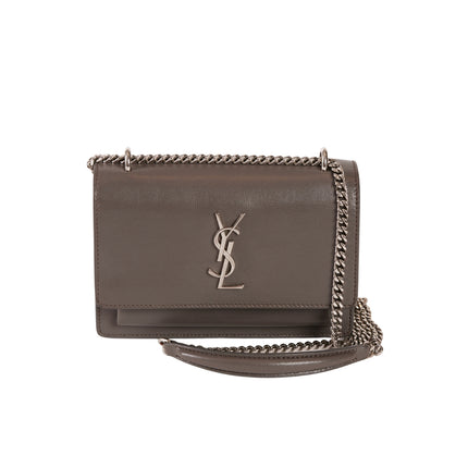 YSL Paris Sunset Leather Shoulder Bag Gray