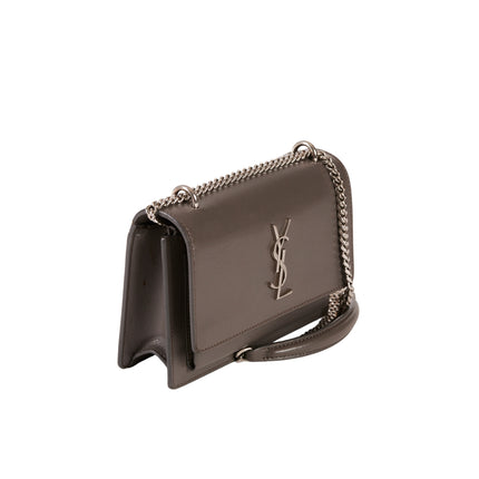 YSL Paris Sunset Leather Shoulder Bag Gray