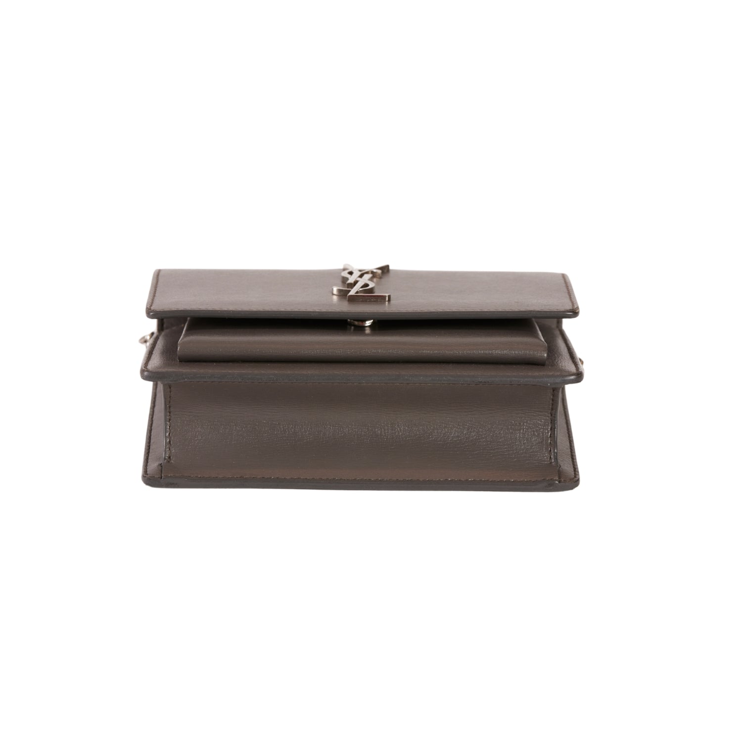 YSL Paris Sunset Leather Shoulder Bag Gray