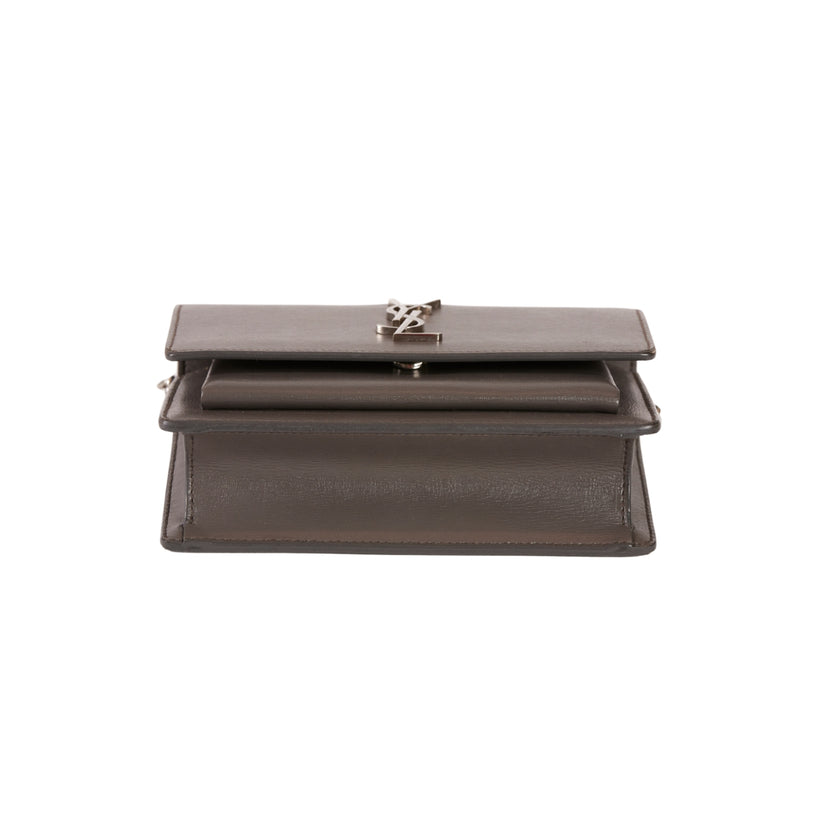 YSL Paris Sunset Leather Shoulder Bag Gray