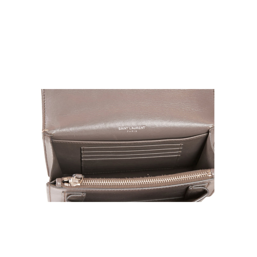 YSL Paris Sunset Leather Shoulder Bag Gray
