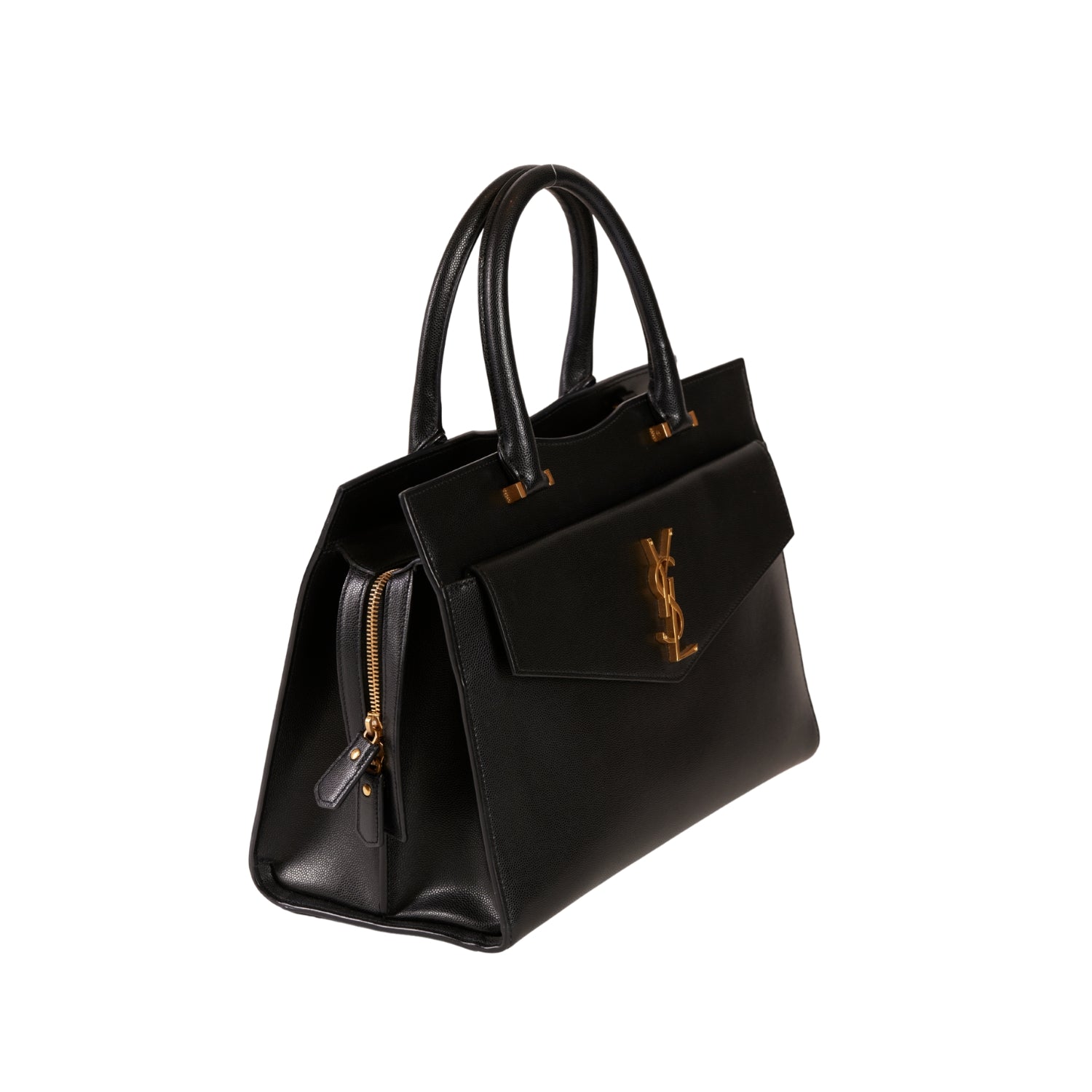 YSL Paris Uptown Leather Handbag Black