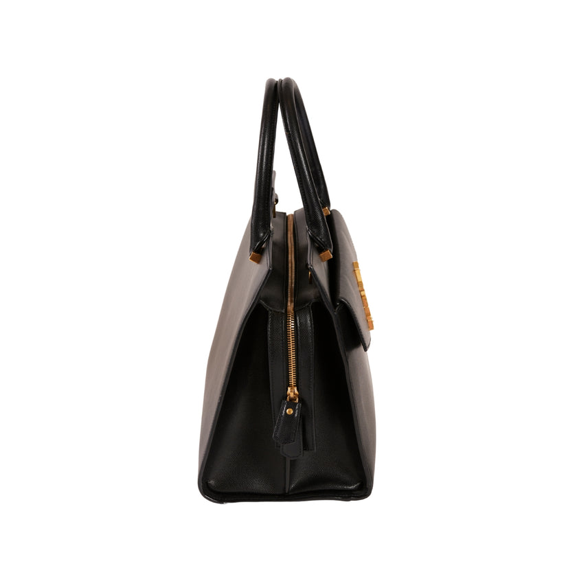 YSL Paris Uptown Leather Handbag Black