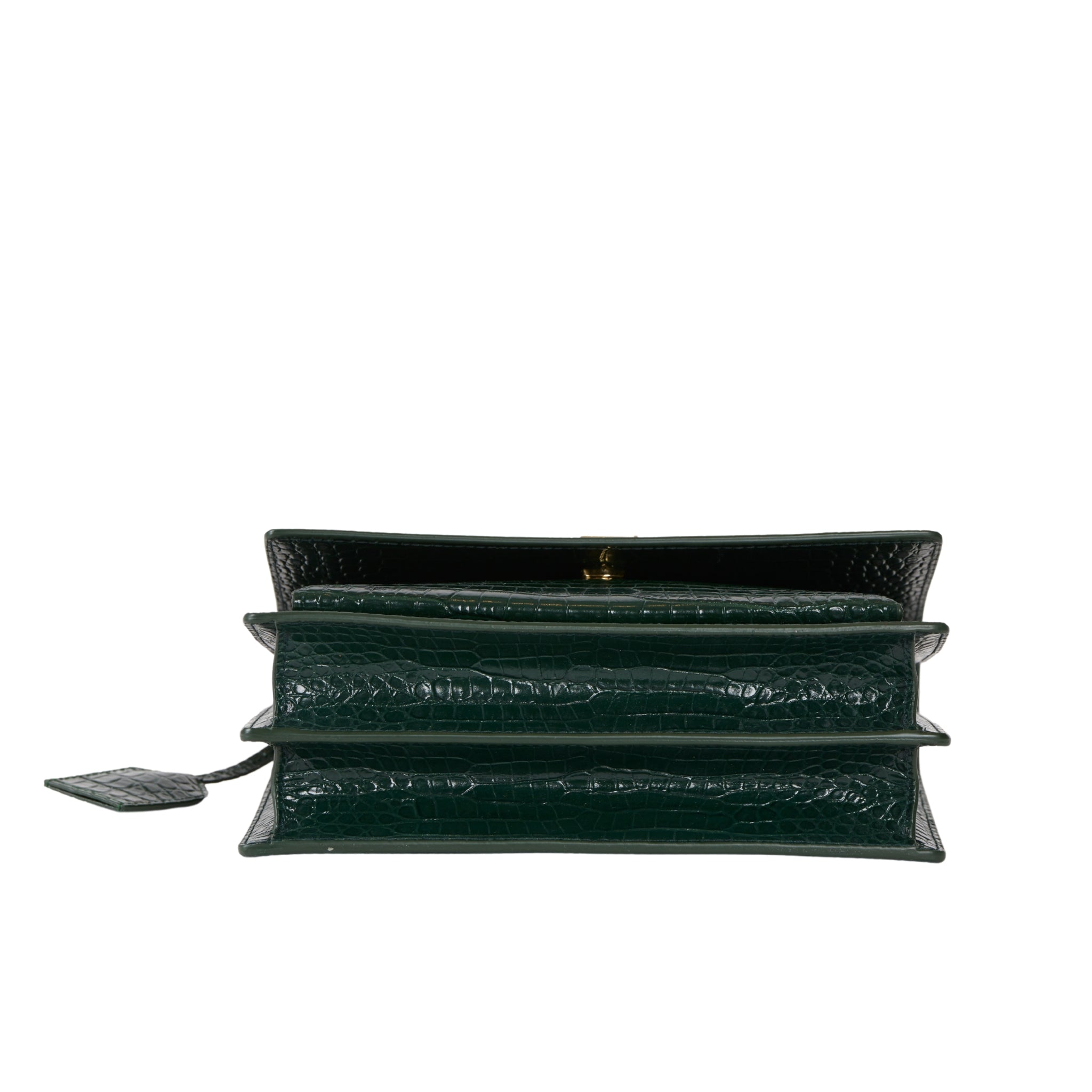 YSL Sunset Medium Dark Mint Crocodile