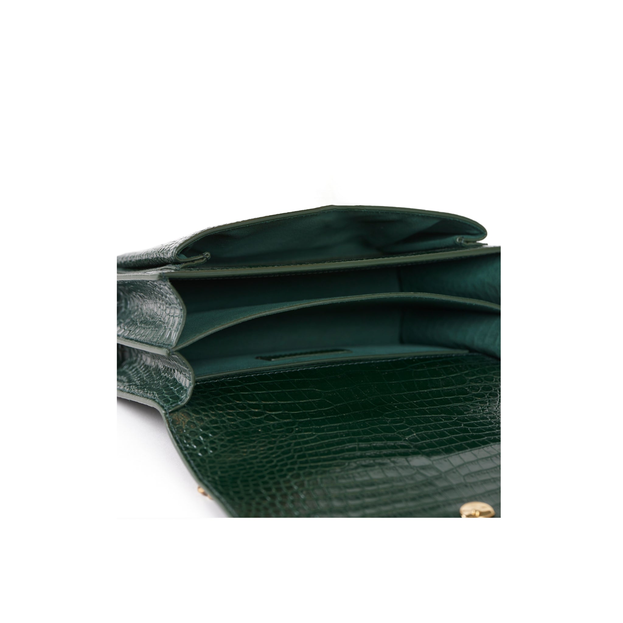 YSL Sunset Medium Dark Mint Crocodile