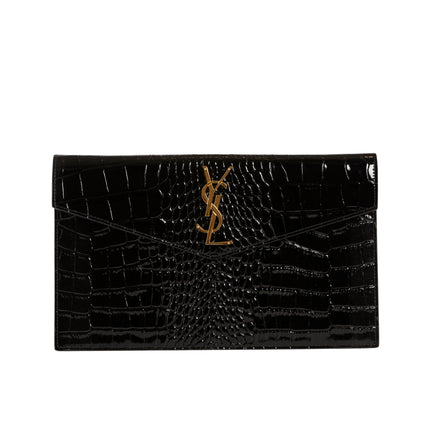 YSL Uptown Pouch Black Crocodile