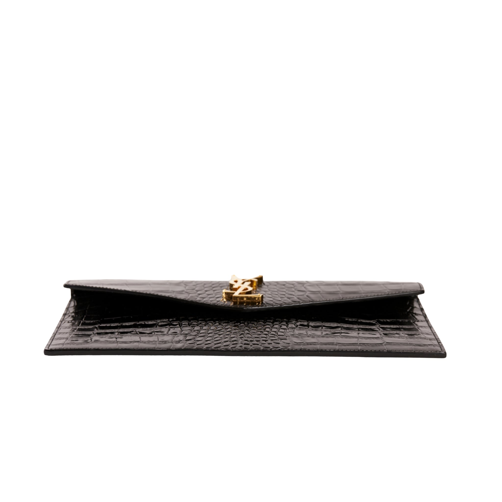 YSL Uptown Pouch Black Crocodile