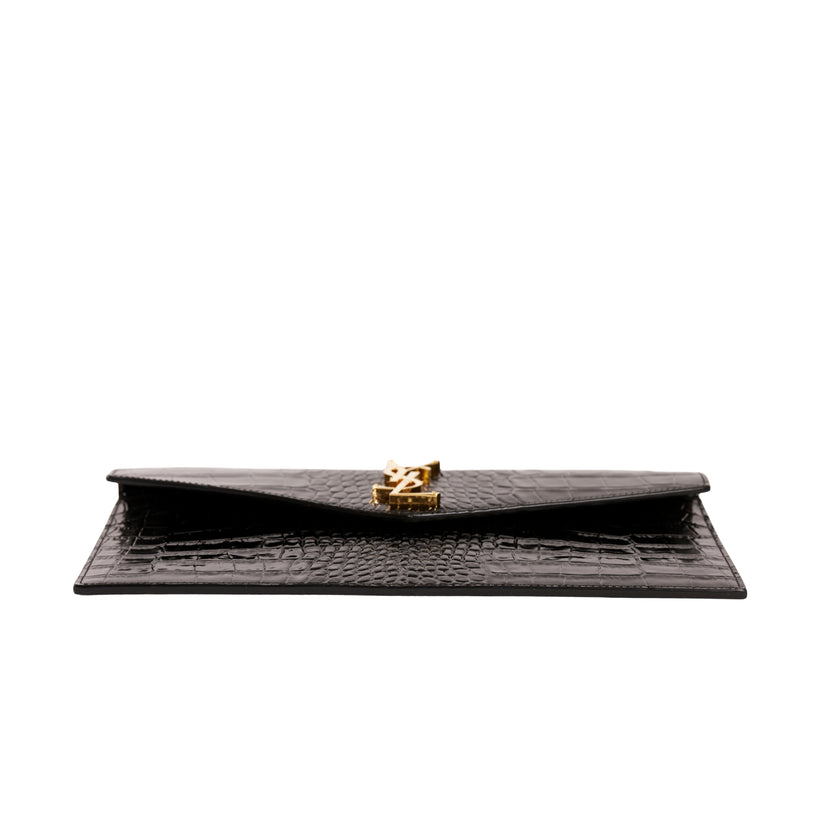 YSL Uptown Pouch Black Crocodile